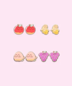 Pusheen Jewelry|Fruits>Fruits 4-Pack Stud Earrings Set