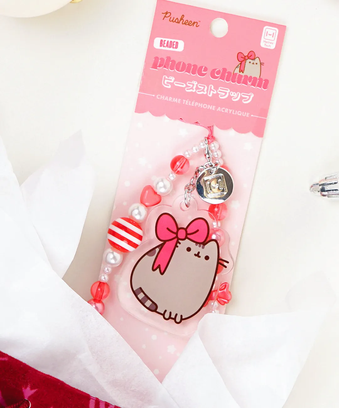 Pusheen Office & Tech>Holiday Beaded Phone Charm