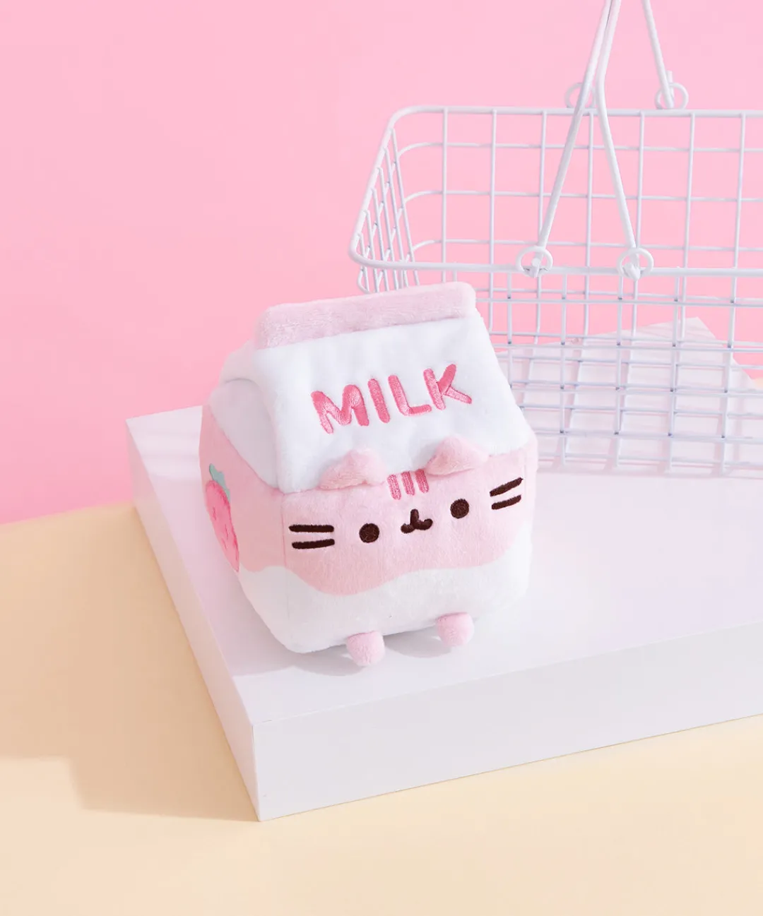 Pusheen Plush & Squisheens|Sips>Strawberry Milk Sips Plush